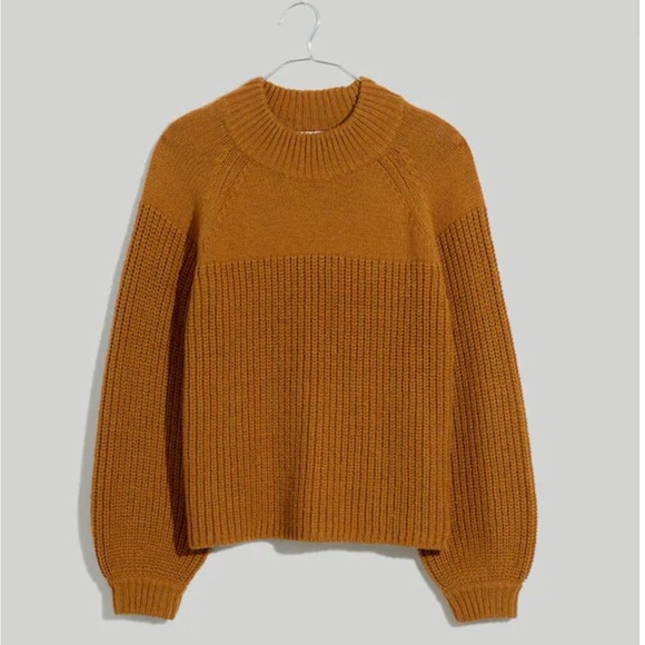 Madewell NWOT Balloon-Sleeve Mockneck Sweater Size Small Color Acorn - Picture 5 of 11